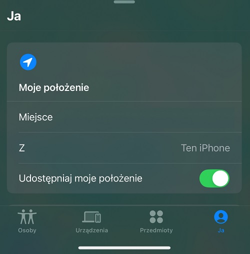 Aplikacja Znajdź pozwala na udostępnianie lokalizacji w czasie rzeczywistym. Źródło: własne.