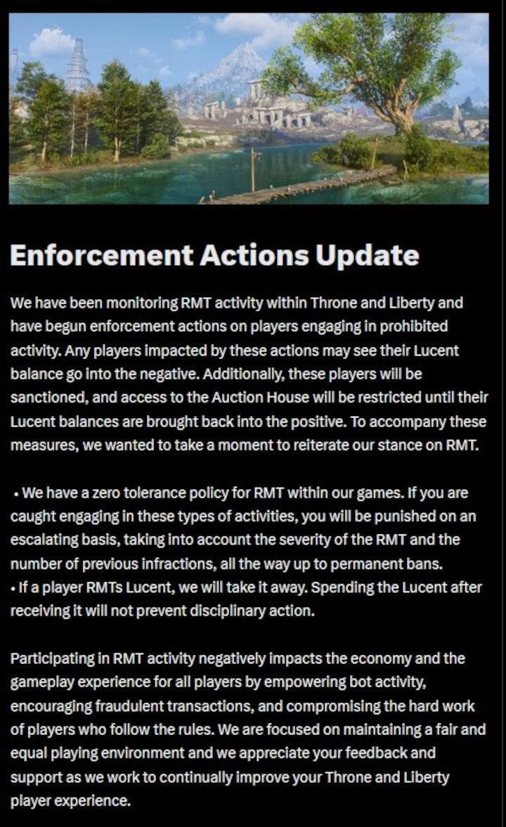 Źródło: X - Twórcy Throne and Liberty biorą się za handel prawdziwymi pieniędzmi. Topowe gildie mogą mieć kłopoty - wiadomość - 2024-10-30