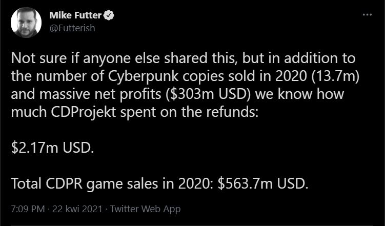 Prawie 14 mln sztuk Cyberpunk 2077 sprzedanych w 2020 roku. Większość na PC - ilustracja #1