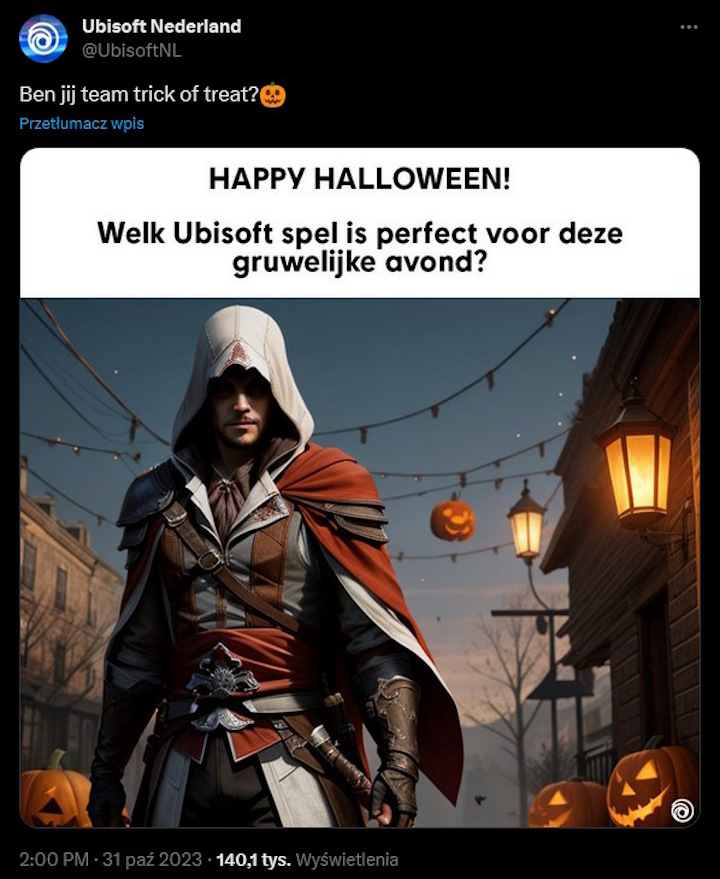 Ubisoft zirytował fanów wykorzystaniem grafiki AI na swoich social mediach - ilustracja #1