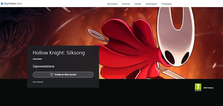 Źródło: PlayStation Store. - Steam zawiesił się, jakby ruszyła wielka wyprzedaż, a to tylko premiera jednej gry. Hollow Knight: Silksong sparaliżował sklepy, a w PS Store był bardzo długo niedostępny - wiadomość - 2025-09-04