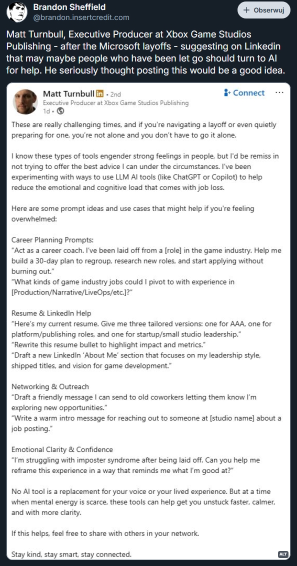 Źródło: LinkedIn; Brandon Sheffield.