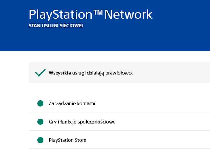Status usług PlayStation Network. Źródło: Sony - Ogólnoświatowa awaria PlayStation Network [Aktualizacja] - wiadomość - 2025-02-09