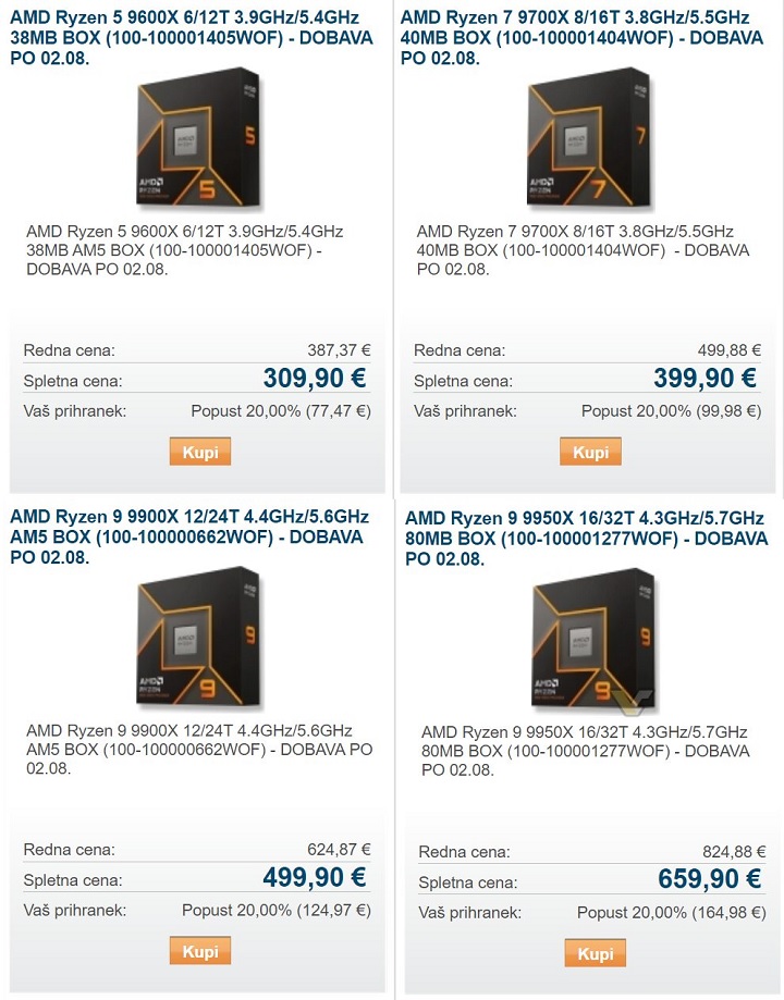 Procesory Ryzen 9000 w ofercie sklepu Funtech. Źródło: Funtech. - Procesory AMD Ryzen 9000 pojawiły się w jednym ze sklepów. Dzięki temu poznaliśmy termin premiery i ceny - wiadomość - 2024-06-30