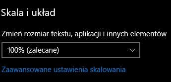 Systemy Windows 10 i 11 mają wbudowaną funkcję skalowania. Źródło: własne.