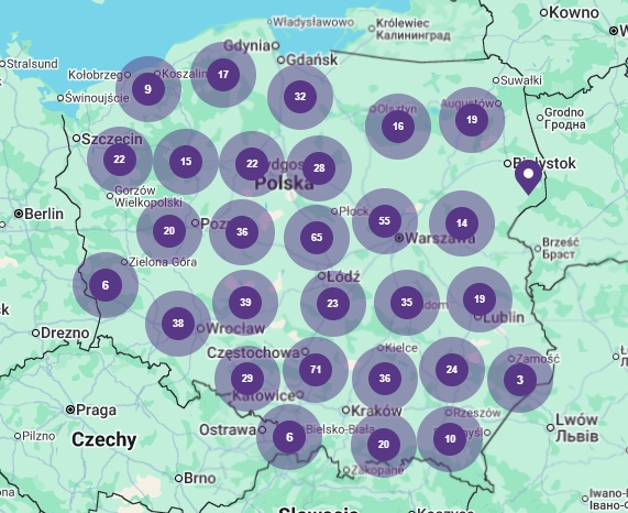 Mapa salonów Play. Źródło: Play.