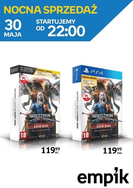 Kupując pudełkowe Krew i wino w wybranych sklepach Empik, będziesz mógł rozpocząć zabawę punktualnie o godzinie 1:00.