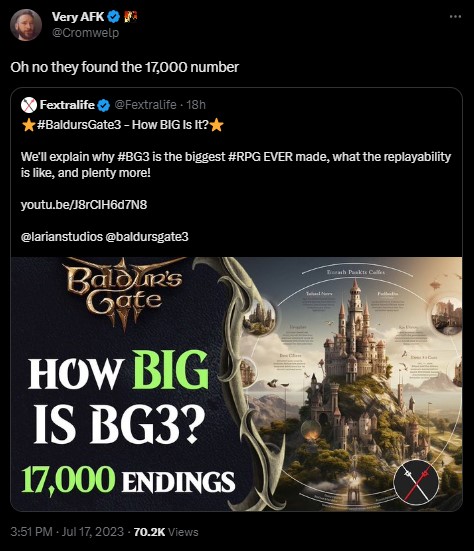 Baldur’s Gate 3 zaoferuje 17 000 wariacji zakończeń. Nie, nie pomyliliśmy się z zerami - ilustracja #1