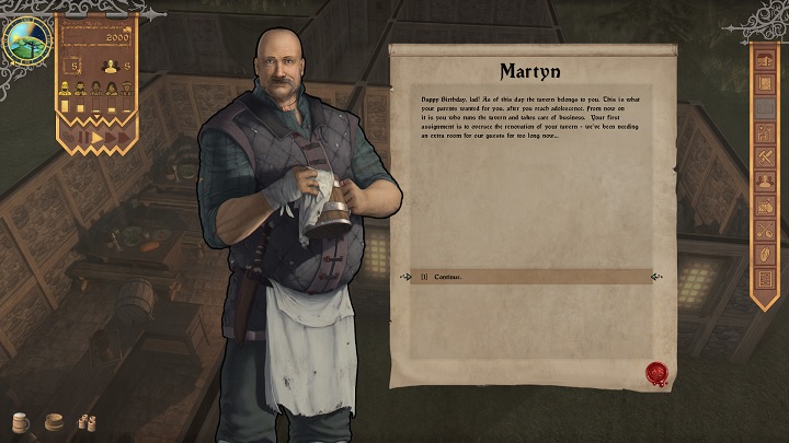 Niech Was nie zwiedzie ten piwny brzuszek; Martyn może się pochwalić dużym doświadczeniem wojskowym. - Klabater zapowiada Crossroads Inn, czyli RPG-owy symulator karczmy w krainie fantasy - wiadomość - 2018-07-31