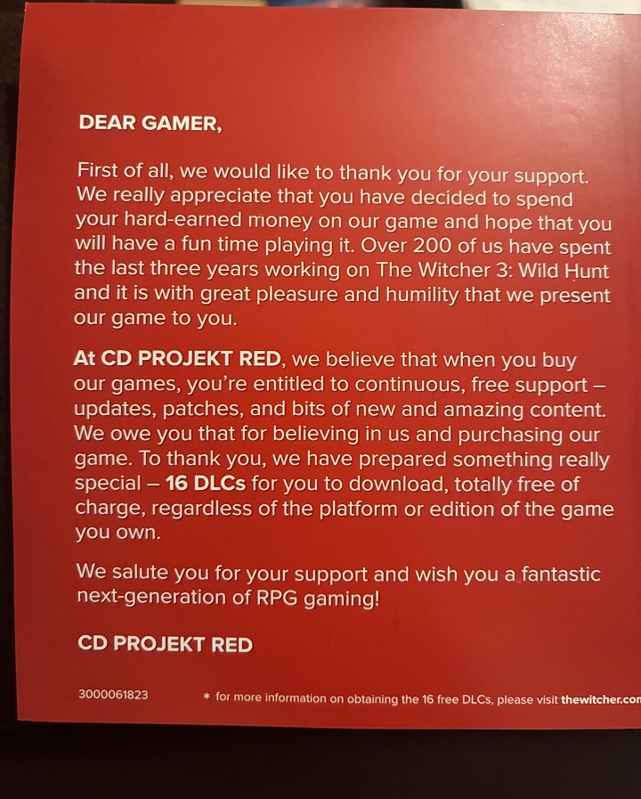 Źródło: runaways616 / Reddit - Wiadomość od CD Projekt RED sprzed 11 lat wróciła po zapowiedzi darmowego remastera Wiedźmina 3. Tak się buduje zaufanie graczy - wiadomość - 2026-08-26