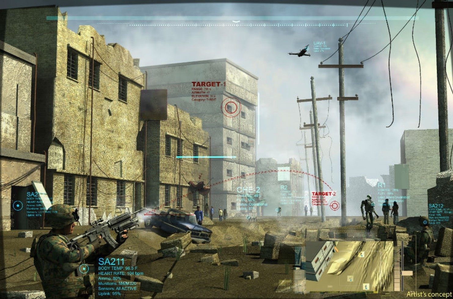 System SXCT – koncpet pokazujący ilość informacji jakimi będzie dysponować żołnierz piechoty - Armia Stanów Zjednoczonych wprowadza na pole bitwy rozwiązania znane z gier FPS i RTS - wiadomość - 2015-04-01