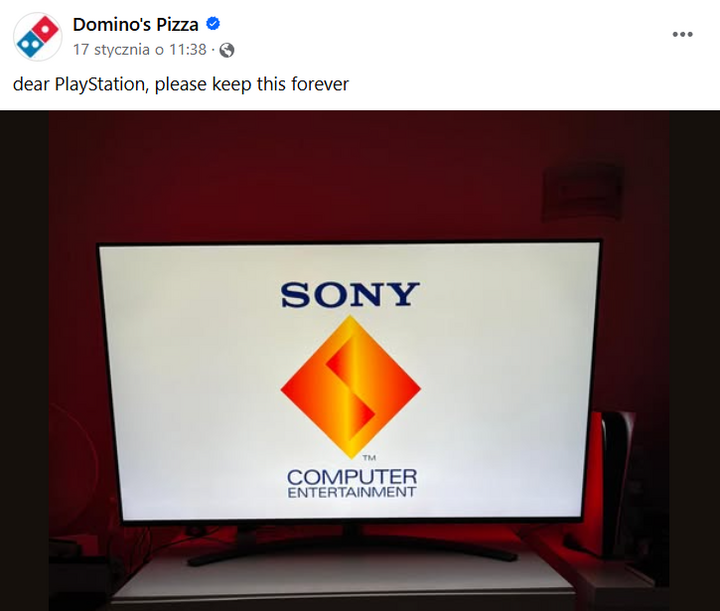Prośba do Sony została zamieszczona na facebookowym profilu Domino’s. Źródło: Facebook