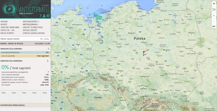 Serwis Antistorm.eu w całości poświęcono burzom. Źródło: Antistorm.eu. - Nie tylko radar burz i Antistorm. Te strony i aplikacje do sprawdzania pogody warto znać - wiadomość - 2024-06-20