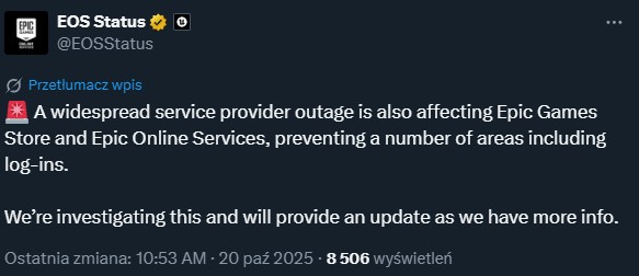 Źródło: X: @EOSStatus