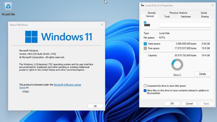 Windows 11 tak odchudzony, że zajmuje 3,5 GB. Źródło: NTDEV, X - Ten malutki Windows 11 waży zaledwie 3,5 GB i jest idealną opcją dla słabszych pecetów - wiadomość - 2024-10-17