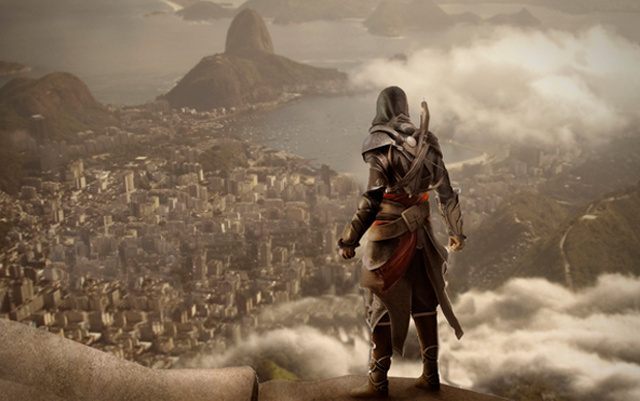Fotomontaż – Asasyn spoglądający na Rio de Janeiro i zatokę Guanabara (źródło: TechTudo) - Kolejny Assassin’s Creed będzie osadzony w Brazylii? - wiadomość - 2012-12-10
