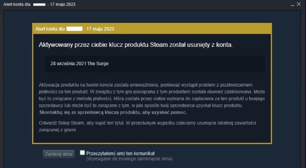 Steam usuwa legalnie zdobyte The Surge z kont graczy, sprawa jest nietypowa [Aktualizacja] - ilustracja #2