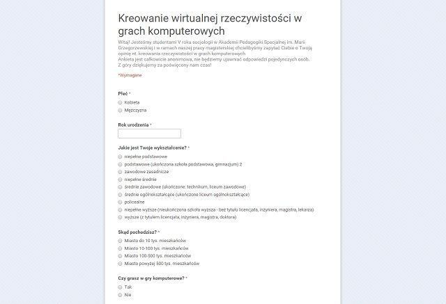 Pomóż studentom – wypełnij ankietę. - Jak polscy gracze odbierają współczesne gry komputerowe oraz w jakim kierunku według nich zmierza rynek - wiadomość - 2015-08-14