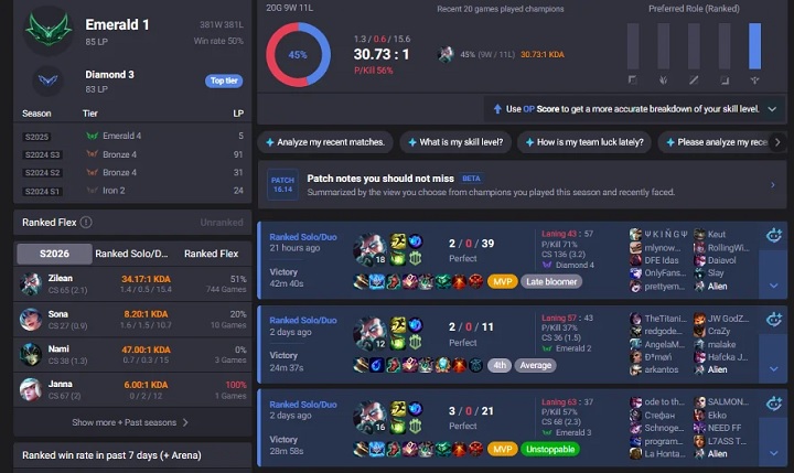 Statystyki z dnia 25 lipca 2026 roku. / Źrodło: Numerous_Fudge_9537 (Reddit) - Znalazł w LoL-u gracza, którego statystyki wyglądają aż niemożliwie. Fani zastanawiają się czy to bóg tej gry, czy wyjątkowy troll - wiadomość - 2026-07-29
