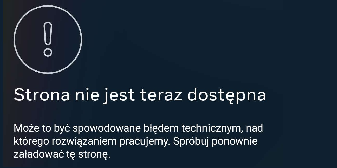 Komunikat pojawiający się przy próbie logowania. Źródło: własne. - Nagła awaria Facebooka, Messengera i Instagrama. Dziesiątki tysięcy ludzi nie może zalogować się do swoich kont - wiadomość - 2024-03-05