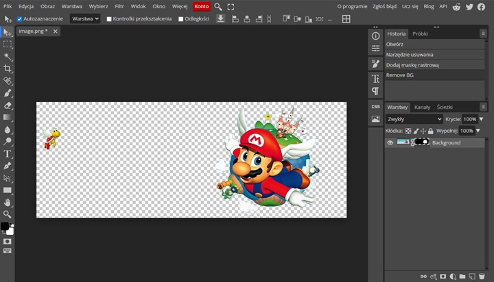 Photopea pozwala usuwać tło ze zdjęć za darmo. Źródło: własne. - Usuwanie tła ze zdjęcia na komputerze i telefonie - pokazujemy najprostsze i najlepsze metody - wiadomość - 2025-05-16