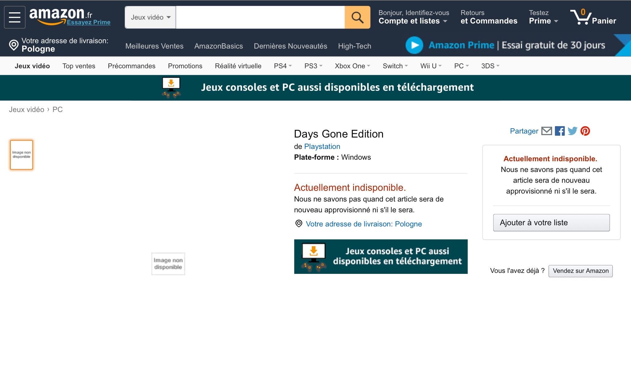 Gran Turismo Sport i Days Gone na PC w ofercie sklepu Amazon [Aktualizacja] - ilustracja #2