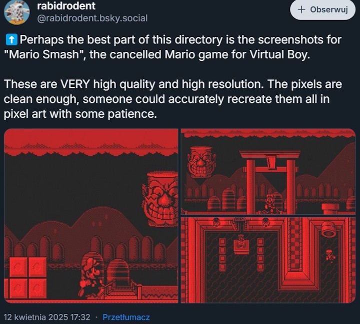 Źródło: Bluesky. - Zaginiona gra z kultowej serii Mario została odnaleziona po 30 latach - wiadomość - 2025-04-19