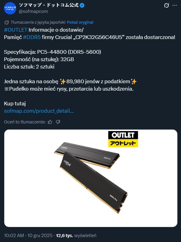 Źródło: X: @sofmapcom