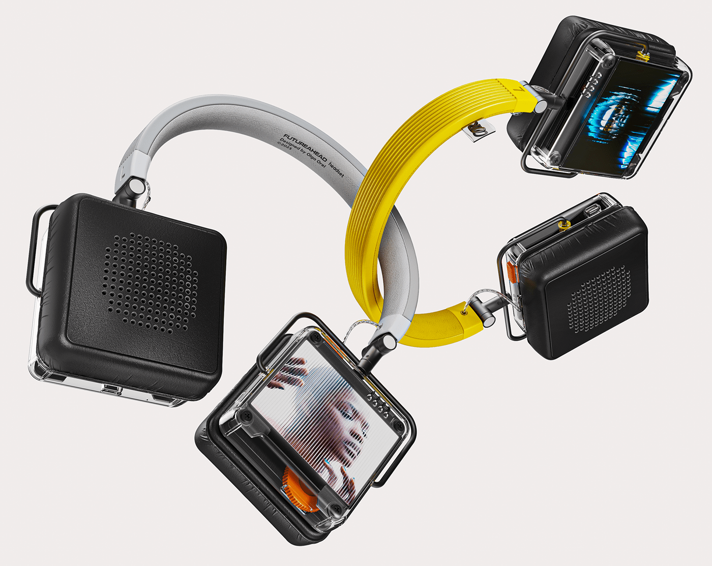 Słuchawki z wyświetlaczami godne Cyberpunka; przedstawiono nietypową koncepcję - ilustracja #2