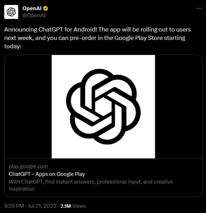 ChatGPT w końcu trafia na Androida, premiera już za kilka dni - ilustracja #1