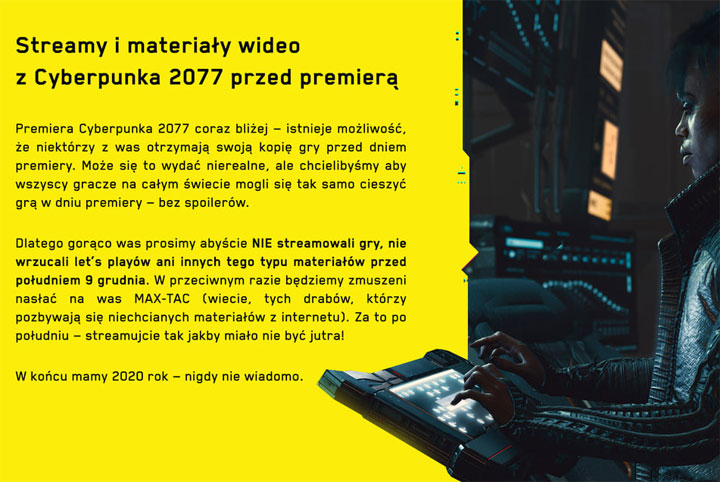 Cyberpunk 2077 już w rękach kilku szczęśliwców. CDPR prosi, aby nie streamować gry - ilustracja #1