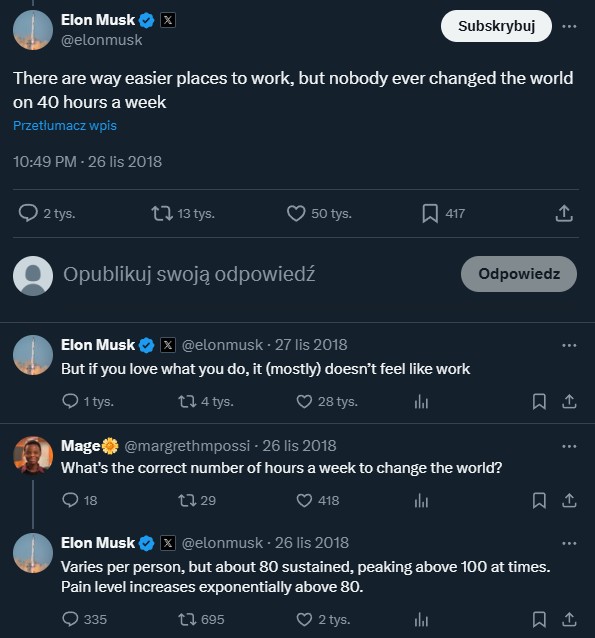 Źródło: X: @elonmusk