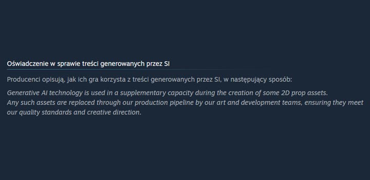 Źródło fot. Karta Crimson Desert na Steamie. - „Miejcie jaja”. Weteran Blizzarda ostro o przeprosinach twórców Crimson Desert za użycie AI - wiadomość - 2026-03-23