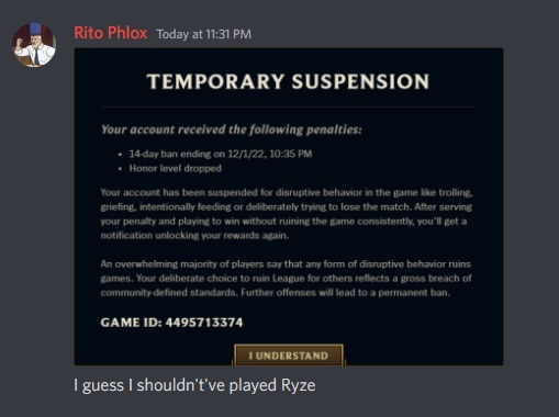 Sprawiedliwość w LoL-u jest ślepa, nawet deweloper dostał bana - ilustracja #1