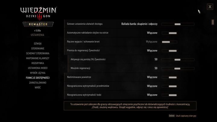 2 - Wiedźmin 3 Remaster: Ballada Barda - funkcje dostępności - Wiedźmin 3 Dziki Gon - poradnik do gry