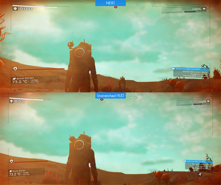 No Man's Sky mod Unstretched 21-9 HUD for NEXT v.1.1