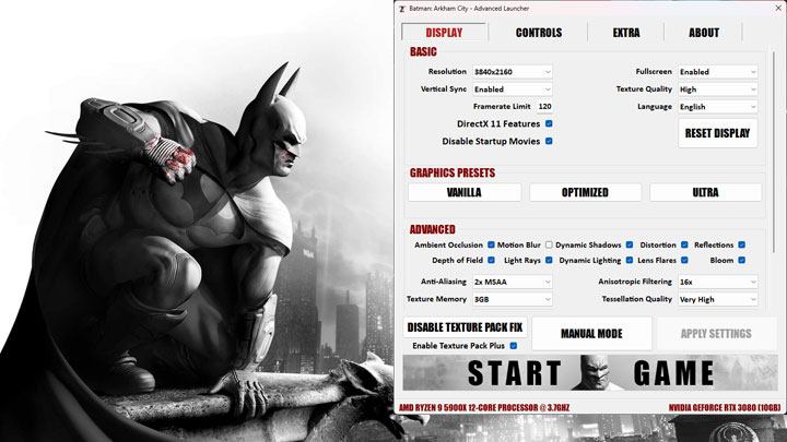 Batman: Arkham City mod Advanced Launcher v.1.0.2.3