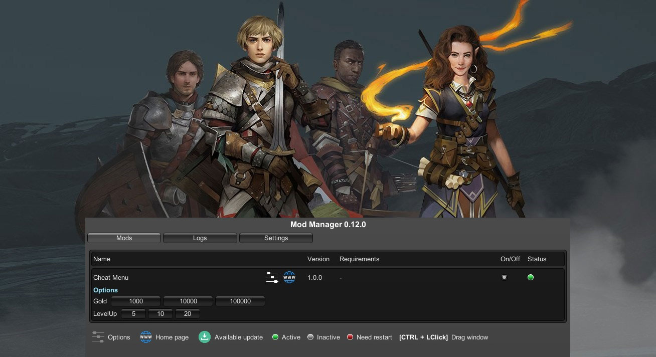 Pathfinder: Kingmaker mod Cheat Menu v.1.0.0