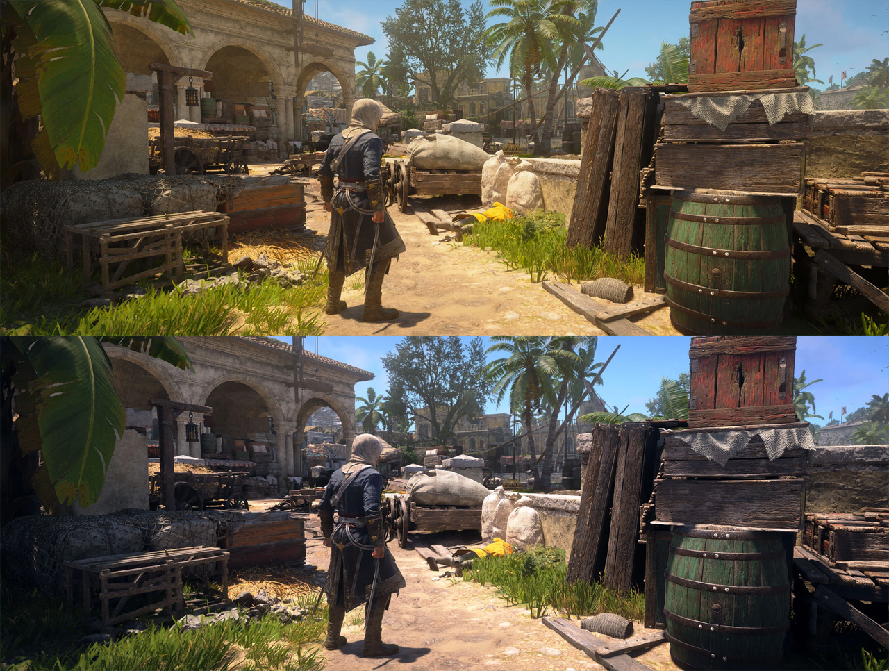 Vanilla game on top, modded one on the bottom.. - 2026-07-30