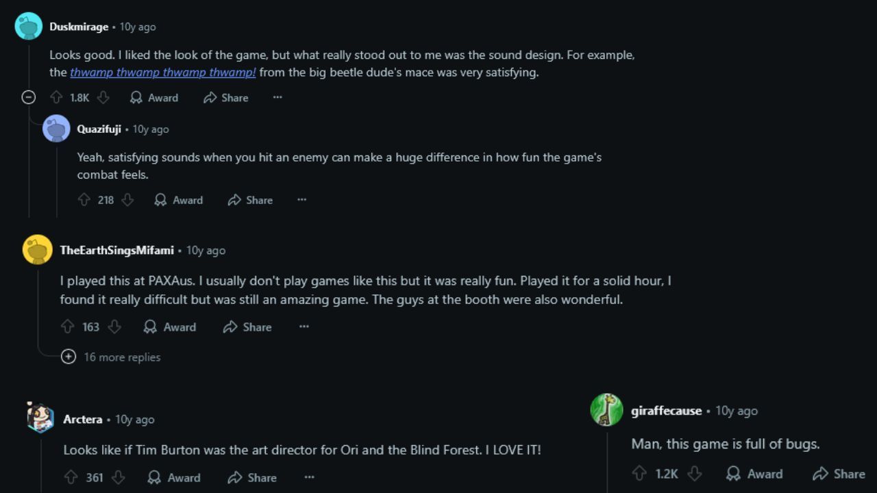 Comments on this 10-year-old Hollow Knight Reddit post have aged ...