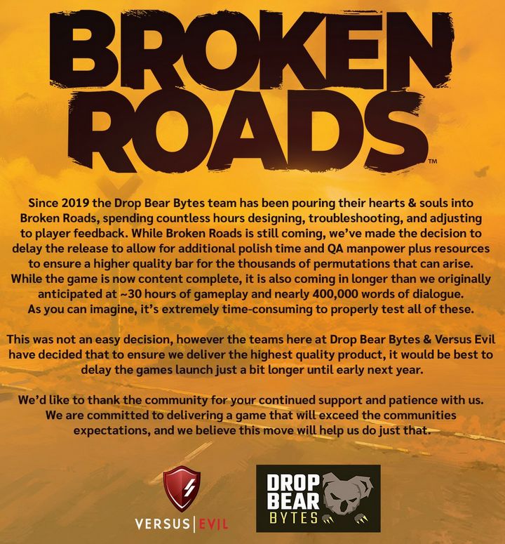 Broken Roads Delayed; Thats One Less RPG to Play This Year - picture #1