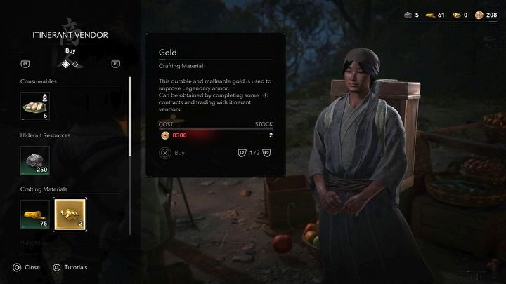 1 - Assassins Creed Shadows: How to get the Gold crafting material? - Character development - Assassins Creed Shadows Guide
