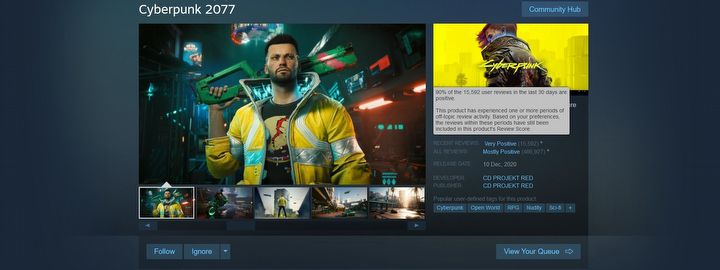 Cyberpunk 2077 Collecting Great Reviews From Steam Users Lately - picture #1