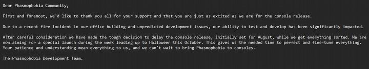 Phasmophobia Release on Consoles Delayed - picture #1