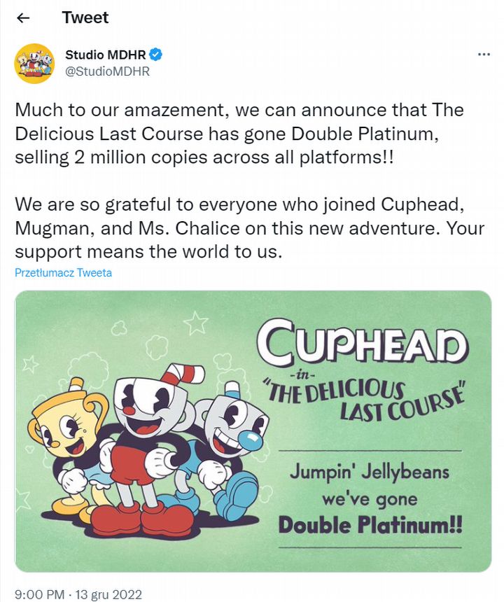 Cuphead Celebrates Three Million Copies Sold