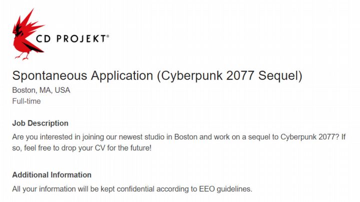 Work on Cyberpunk 2077 Sequel Proceeding as Planned; CD Projekt Seeks Specialists - picture #1