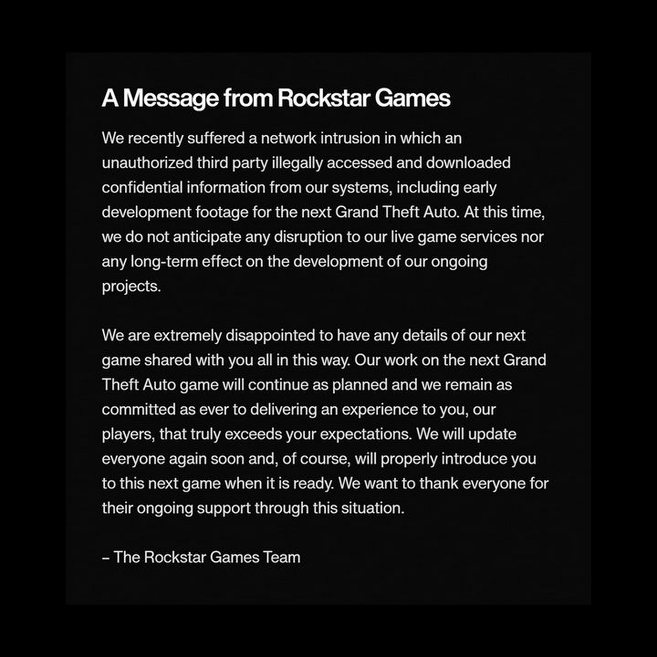 Rockstar Addresses GTA 6 Leak in Official Statement - picture #1