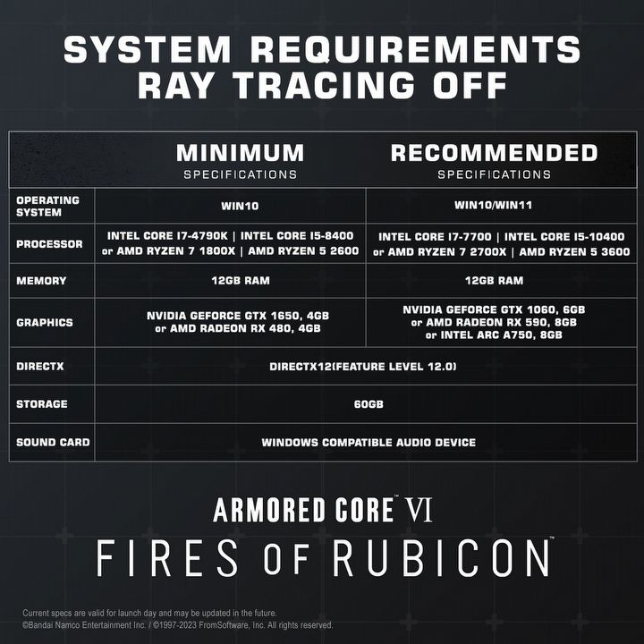 Armored Core 6 Wont Toast Our PCs - Final System Requirements [Update: Graphic Modes on Consoles] - picture #1