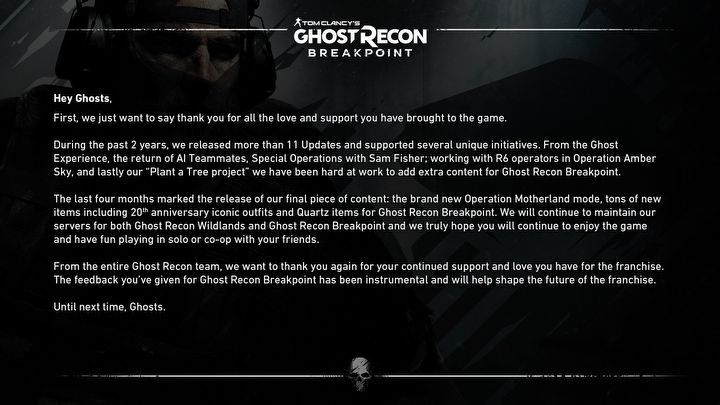 Ghost Recon Breakpoint Support Ends After 2.5 Years; Flop Lived Longer Than Many EA Games - picture #1