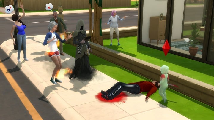 Dina Caliente is on fire, ironically. There is no better circumstances for a murderous spree than a welcoming committee. - The Sims 4 - adult mods, or 50 faces of a sim - document - 2024-04-03